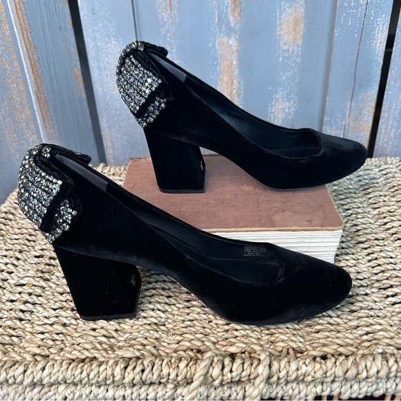Tory Burch Josephine Velvet Rhinestone Bow Pump Black Sz 7.5 - Picture 7 of 16